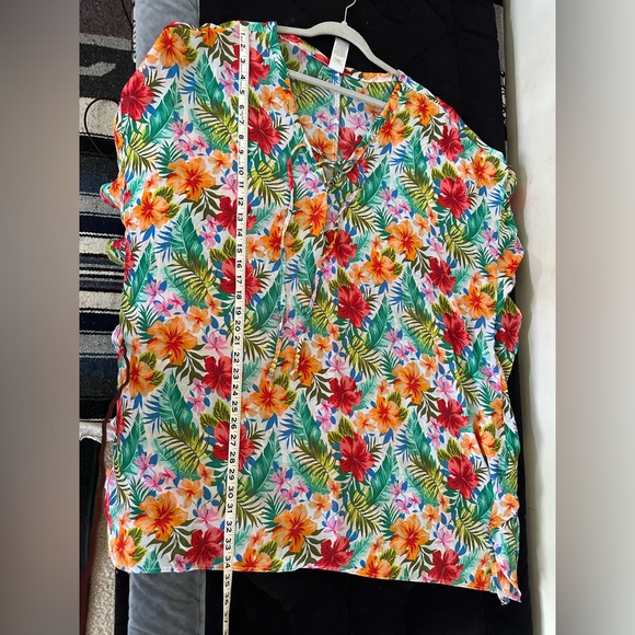 Time and Tru Womens Tropical Multicolor Floral Swim Coverup Swimsuit 1X(16W-18W) - Picture 7 of 9